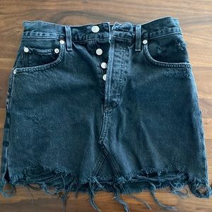 Agolde Quinn high waist distressed denim skirt